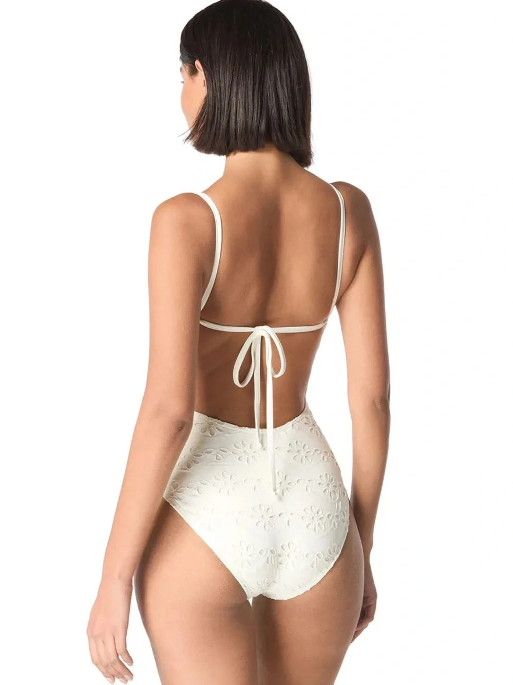 NWT Kate Spade Women's Eyelet Tie Back One Piece Swimsuit Size M $200 MSRP